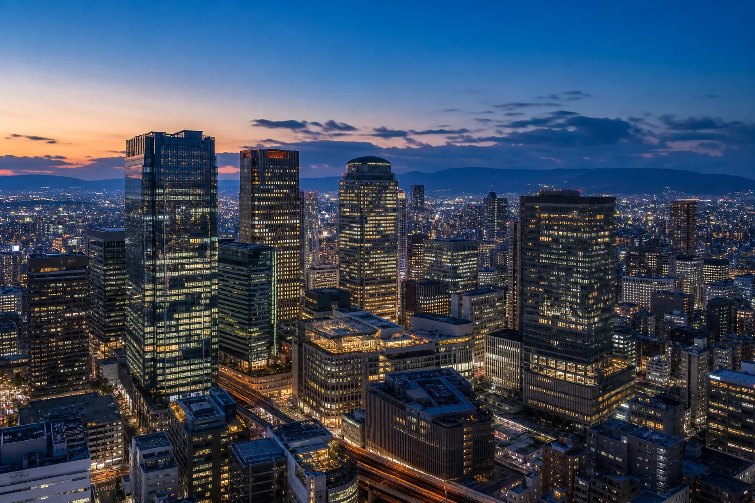 Osaka cityscape at dusk